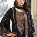 Elegant Black Embroidered Fendy Silk Pakistani Salwar Suit with Palazzo for Women