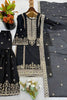 Elegant Black Embroidered Fendy Silk Pakistani Salwar Suit with Palazzo for Women