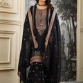 Elegant Black Embroidered Fendy Silk Pakistani Salwar Suit with Palazzo for Women