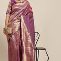 Purple Pink Kanjivaram Silk Saree with Rich Zari Weaving Blouse
