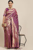 Purple Pink Kanjivaram Silk Saree with Rich Zari Weaving Blouse