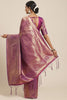 Purple Pink Kanjivaram Silk Saree with Rich Zari Weaving Blouse