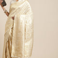 Cream Kanjivaram Silk Saree with Rich Zari Weaving Designer Blouse
