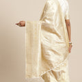 Cream Kanjivaram Silk Saree with Rich Zari Weaving Designer Blouse