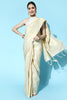 Light Cream Kanjivaram Silk Saree Zari Weaving Designer Blouse
