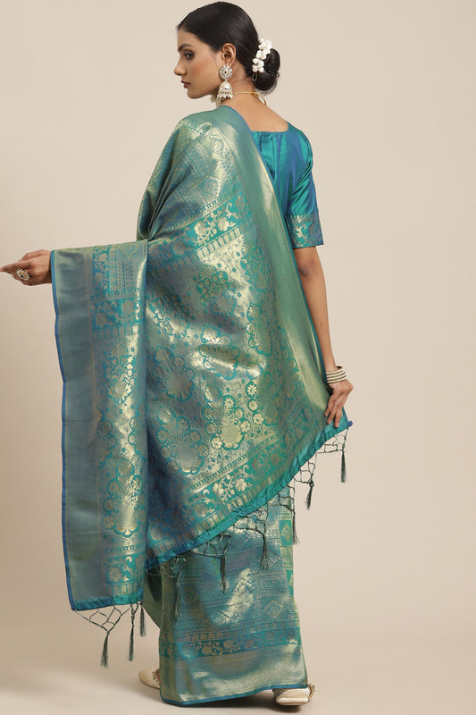 Green Kanjivaram Silk Saree with Rich Zari Weaving Designer Blouse