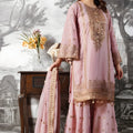 Stylish Dusty Pink Embroidered Fendy Silk Pakistani Salwar Suit with Palazzo for Women
