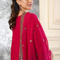 Adorable Rani Pink Embroidered Fendy Silk Pakistani Salwar Suit with Palazzo for Women