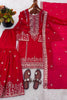 Adorable Rani Pink Embroidered Fendy Silk Pakistani Salwar Suit with Palazzo for Women