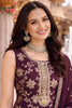 Elegant Wine Embroidered Viscose Jacquard Salwar Suit with Dupatta for Women