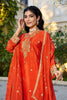 Vibrant Orange Embroidered Chinon Readymade Salwar Suit with Palazzo for Women