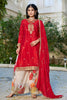 Trendy Red Embroidered Chinon Readymade Salwar Suit with Palazzo for Women