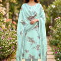 Elegant Mint Green Digital Printed Cotton Salwar Suit with Dupatta for Women