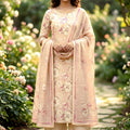 Lovely Peach Floral Digital Printed Cotton Palazzo Suit with Dupatta for Women