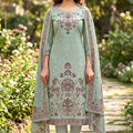 Refreshing Pista Green Floral Digital Printed Cotton Salwar Suit with Dupatta for Women