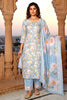 Trendy Sky Blue Floral Digital Printed Cotton Palazzo Suit with Dupatta for Women