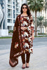 Elegant Brown Floral Digital Printed Crepe Salwar Suit with Dupatta for Women
