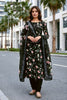 Stunning Black Floral Digital Printed Crepe Salwar Suit with Dupatta for Women