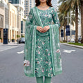 Trendy Sea Green Floral Digital Printed Crepe Salwar Suit with Dupatta for Women