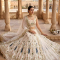 Elegant Off White Peacock Embroidered Faux Georgette Bridal Lehenga Choli for Women