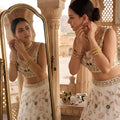 Elegant Off White Peacock Embroidered Faux Georgette Bridal Lehenga Choli for Women
