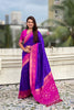 Royal Blue Saree with Rani Pink Contrast Border Traditional Printed Design 