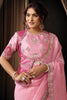 Elegant Pink Embroidered Designer Saree with Zari Border Blouse