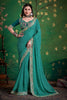 Teal Green Bandhani Saree And Designer Blouse Festive Wear