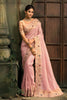 Pink Designer Embroidered Silk Saree with Floral Work Wedding Wear