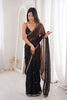  Black Organza Saree Golden Butti Work Embroidered Border