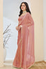 Dusty Rose Designer Saree Pearl Lace Border Ready To Wear