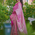 Luxury Rani Pink Banarasi Silk Saree with All-Over Floral Zari Weaving