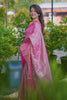 Luxury Rani Pink Banarasi Silk Saree with All-Over Floral Zari Weaving