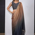 Elegant Black Copper Dual Tone Saree with Designer Border