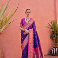 Royal Purple Pink Kanjivaram Silk Saree with Golden Zari Festive Wear