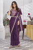 Elegant Wine Purple Designer Saree with Floral Embroidered Blouse