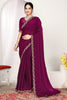 Wine Magenta Silk Saree with Rich Golden Zari Border Designer Saree