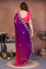 Pink and Purple Georgette Saree Embroidered Border Work