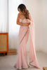 Soft Pink Georgette Saree with Embellished Border Party Festive Wear