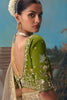 Beige Embroidered Silk Saree with Green Blouse Festive Wear