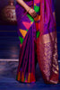 Royal Magenta Purple Soft Silk Saree Multicolor Temple Border Rich Zari Pallu