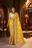  Mustard Yellow Embroidered Silk Blend Saree with Designer Blouse 