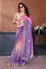 Pink Purple Embroidered Organza Silk Saree Designer Border