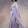 Lavender Silk Saree with Embroidered Border Designer Blouse