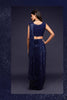 Designer Navy Blue Sequins Party Wear Saree with Blouse