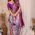 Silver Purple Banarasi Silk Saree with Rich Zari Weaving and Contrast Pallu