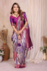 Silver Purple Banarasi Silk Saree with Rich Zari Weaving and Contrast Pallu