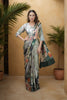 Green Satin Floral Print Saree with Designer Blouse Party Wear