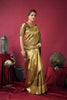 Olive Gold Banarasi Silk Saree Rich Golden Zari Weaving Blouse