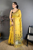  Mustard Yellow Linen Cotton Saree Floral Print Pallu 